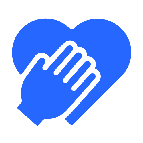 Icona raffigurante una mano su di un cuore, simboleggiante fiducia e trasparenza.