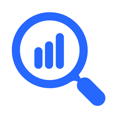 Lente d’ingrandimento con grafico a barre blu, rappresenta l’analisi dei rischi e la valutazione della conformità GDPR — consulenza privacy GDPR a Torino.
