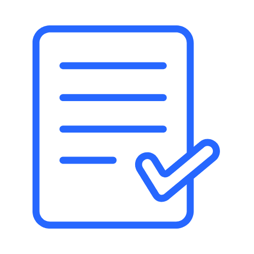 Icona documento con segno di spunta blu, rappresentazione della conformità normativa — consulenza privacy GDPR a Torino.