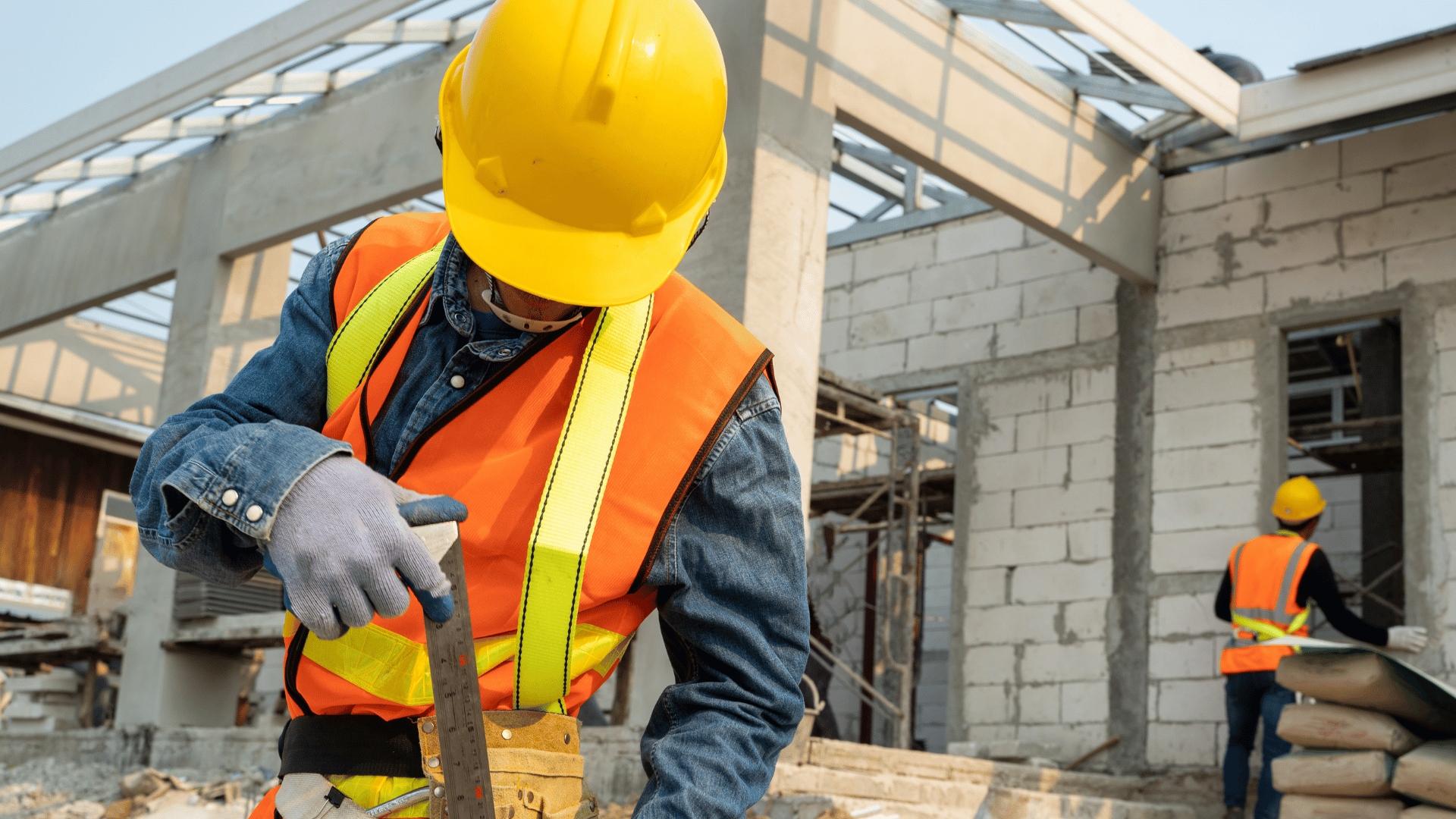 Lavoratori edili con DPI in cantiere - Patente a crediti 2025 per sicurezza nei cantieri temporanei